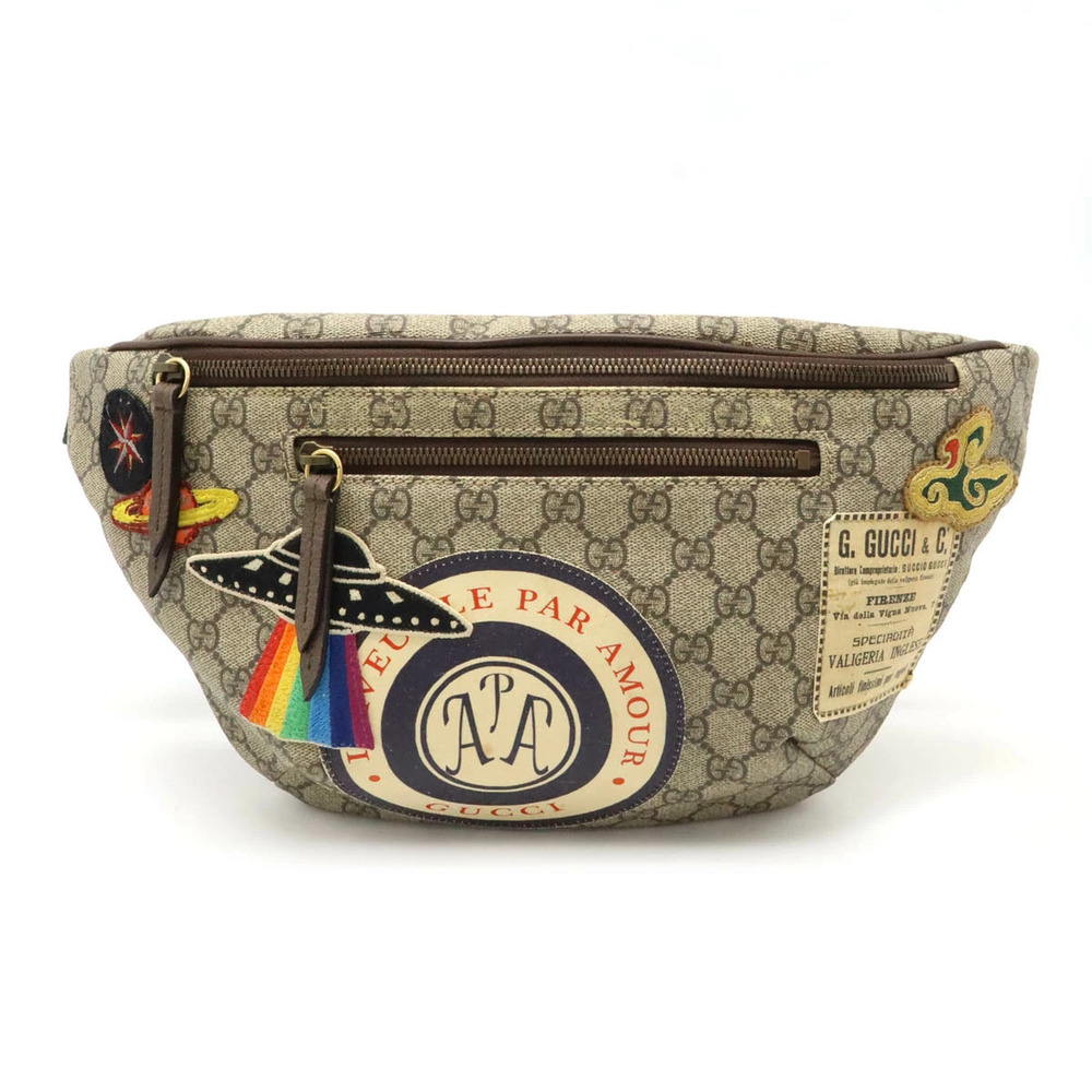 Gucci GG Supreme Courier Sherry Belt Bag Waist Beige Brown Cream Multicolor